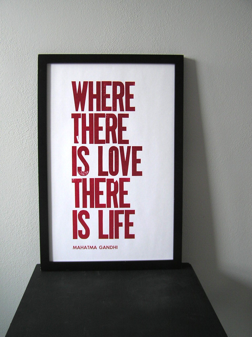 Poster, Where There is Love There is Life, Gandhi Quote (Magenta)