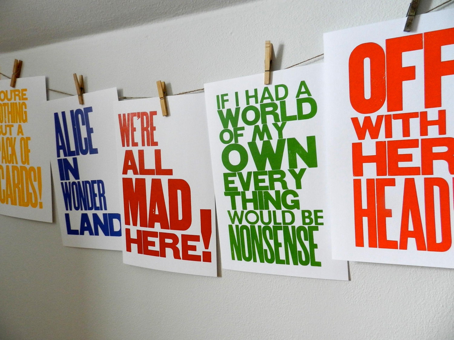 Green Alice in Wonderland If I had a World of My Own Everything Would Be Nonsense Typography Poster, 11 x 17 Letterpress Print