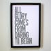 New Year's Poster, Letterpress, All Glory Comes from Daring to Begin, Smoky Gray 11 x 17 Print