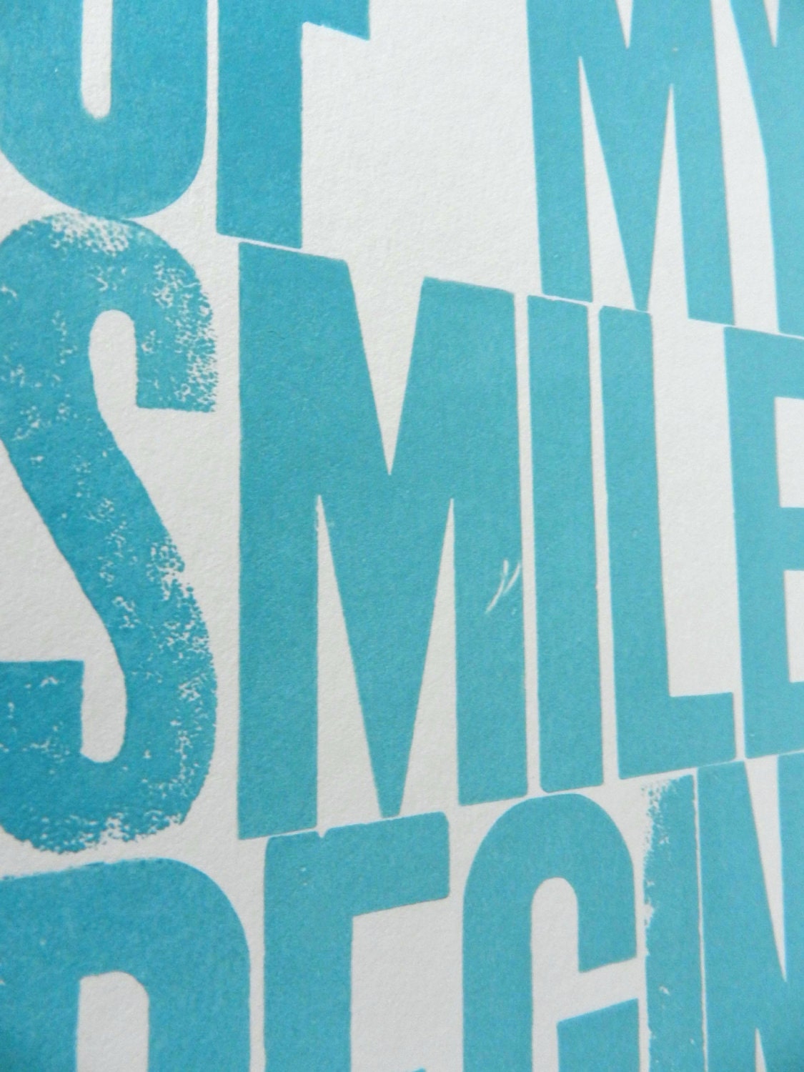Poster, Art for Kids, Baby Art, Robin's Egg Blue, So Many of My Smiles Begin with You Letterpress Poster, 11 x 17 Typography Print