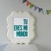 Teal Spanish Baby Nursery Decor, Children's Wall Art, Tu Eres Mi Mundo Letterpress Poster, 8x10 Print