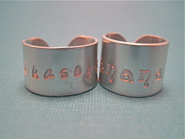 Ring Around the Finger- aluminum silver wrap around hand stamped ring