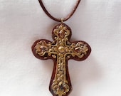 Antiqued Brown and Gold Necklace
