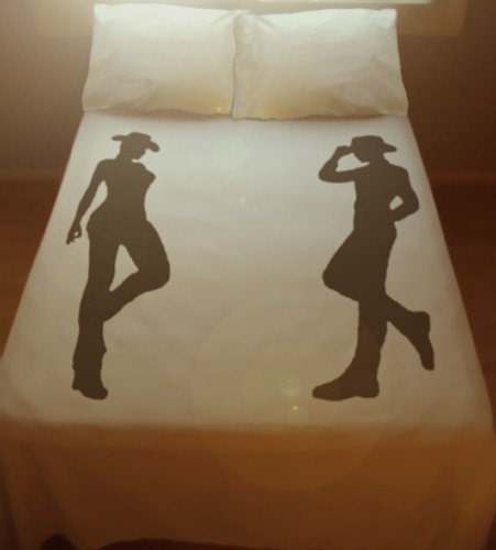 Cowboy and Cowgirl Duvet Cover Set Pillowcases Western Theme Hat Boots no horse