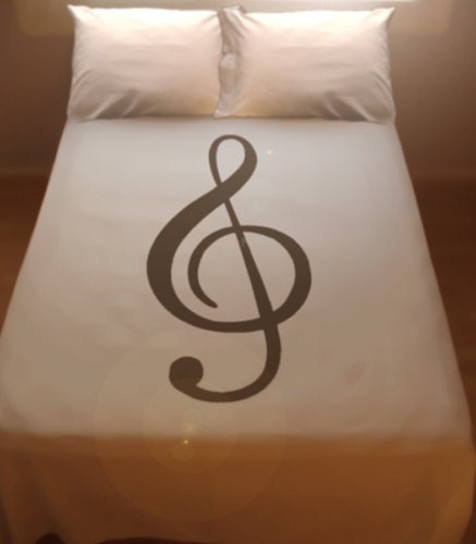 Treble Clef Sheet Music Duvet Cover Set Pillowcases Musical Notes Lines