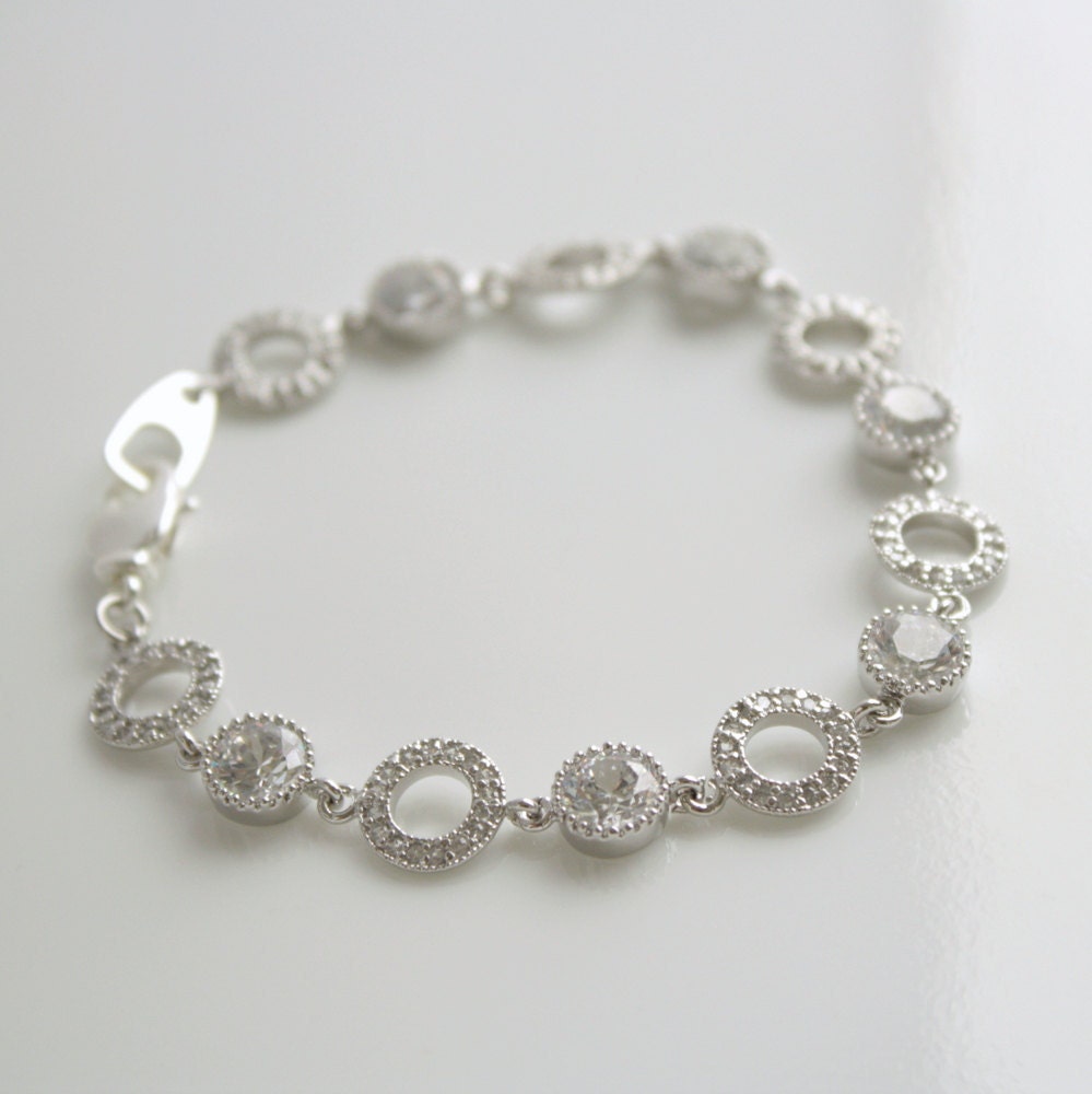 Wedding Jewelry Bridal Bracelet Clear Cubic Zirconia Bracelet Wedding Bracelet