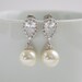Pearl Jewelry Cream Ivory Pearl Cubic Zirconia Pearl Bridal Earrings Posts Silver with Swarovski Cream Pearls Wedding Jewelry