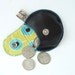 The Mini Gypsy Change Purse in Brown Leather and Lollipops Cotton Lining / Ready to Ship