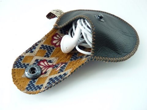 Ready to Ship / Black Leather and Recycled Necktie Mini Gypsy Guys