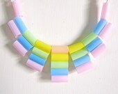 Pastel necklace - Pastel color jewelry - French jewelry - Pastel, Soft, French, romantic, bright, pink, blue, yellow, peach, white