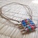 Recycled Envelope Paper Bead Necklace - Blue Red Green White - FREE SHIPPING