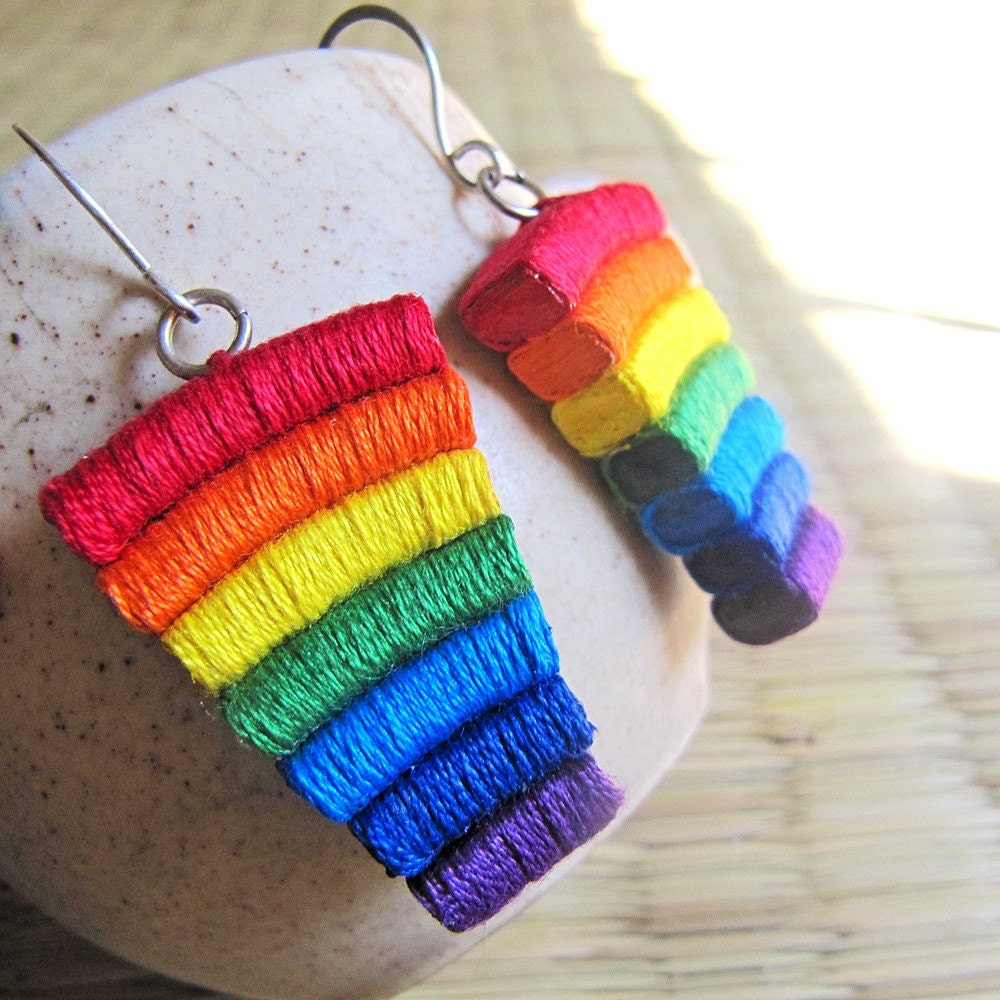 Rainbow jewelry - Rainbow Earrings - Colorful jewelry - Fun jewelry - Fun, Red, Orange, Yellow, Green, Blue, Indigo, Purple, Violet