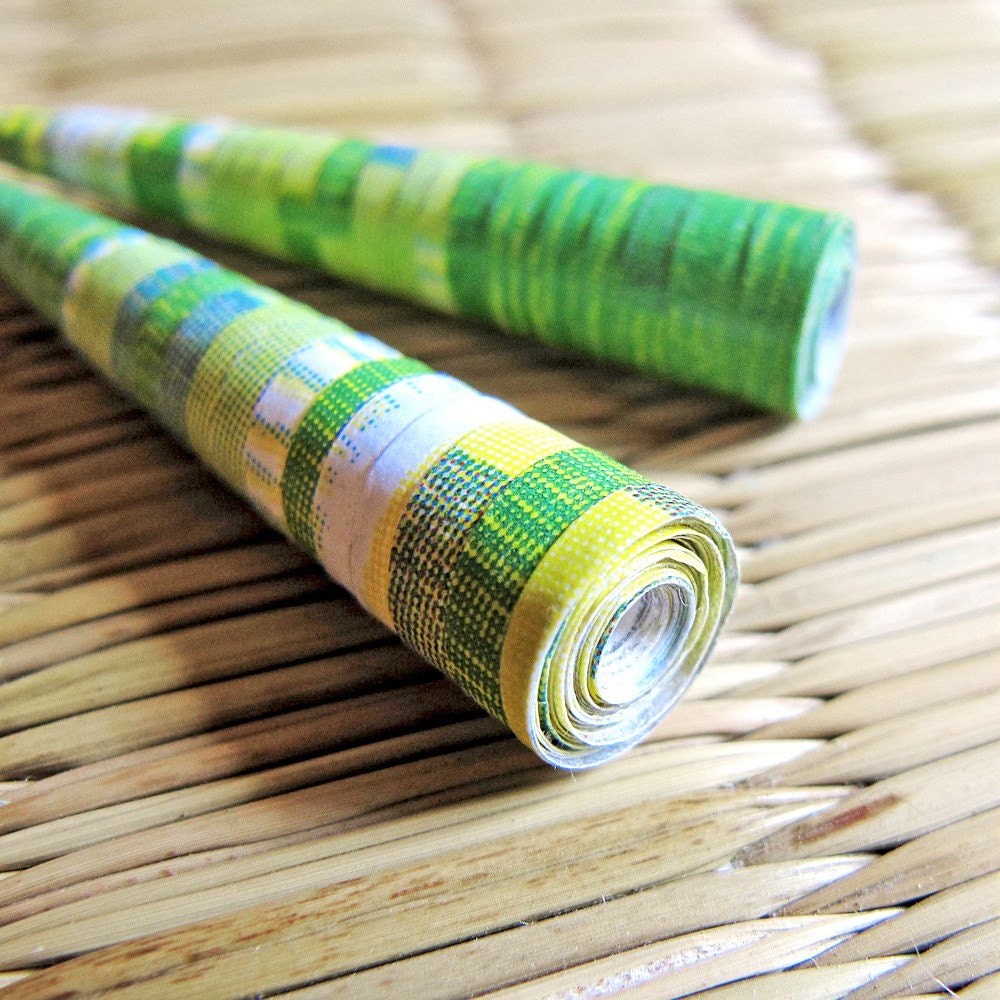 Paper Jewelry - Lime Green earrings - First anniversary gift - Summer jewelry - Long earrings - Lime Green, Blue, Yellow, White, Lemon mint