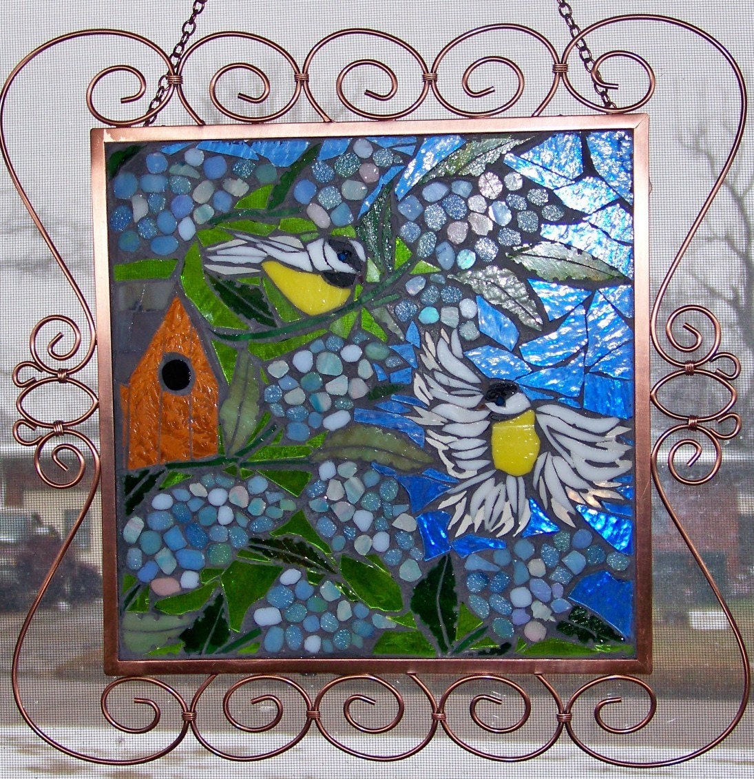 Chickadees and Lilacs - FREE SHIPPING