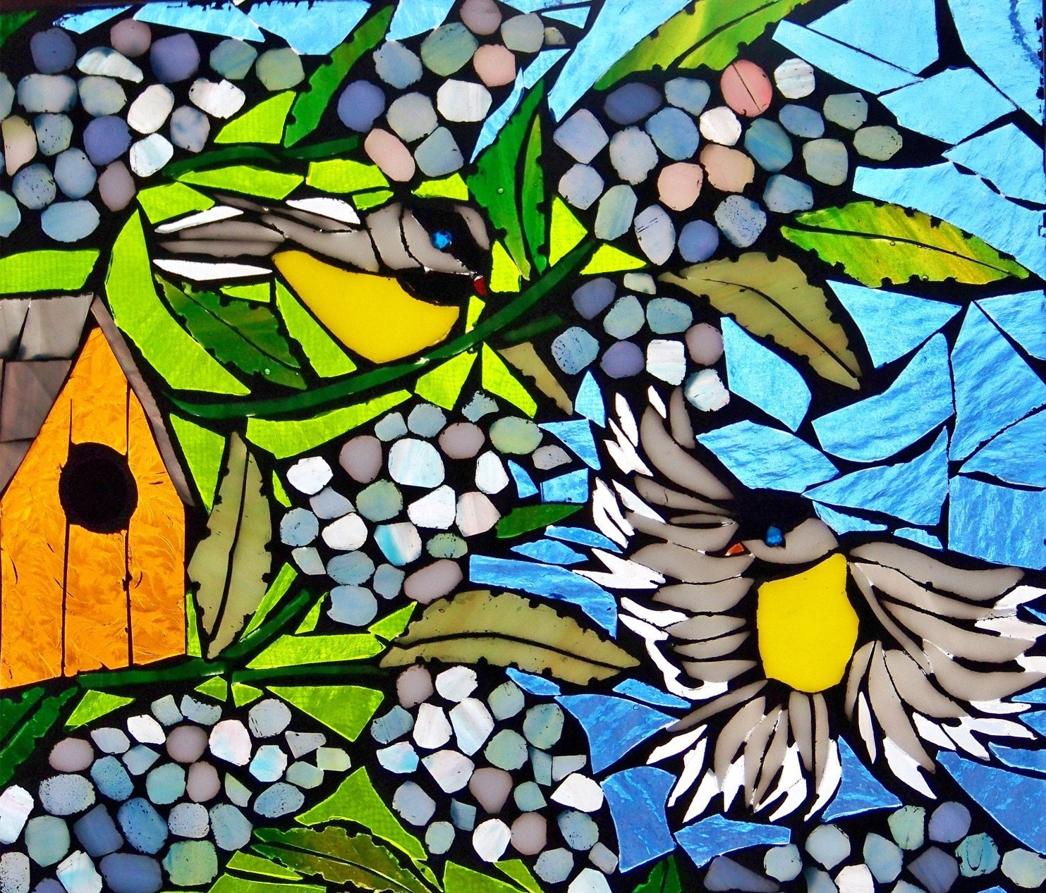 Chickadees and Lilacs - FREE SHIPPING