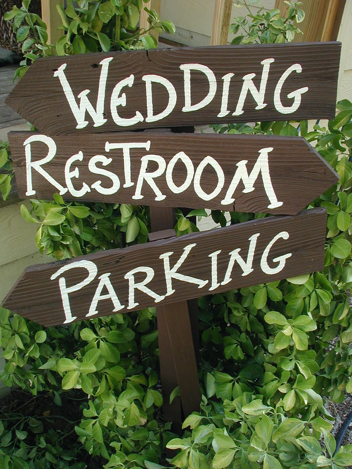 Set of 3 Rustic Wood Wedding Directional Stake Signs Reception Ceremony Western Bridal With Arrow