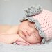 Newborn Baby Hat with Scalloped Edging and Rosette-Pastel Pink and Light Grey own or choose your own Colors - Photography Prop