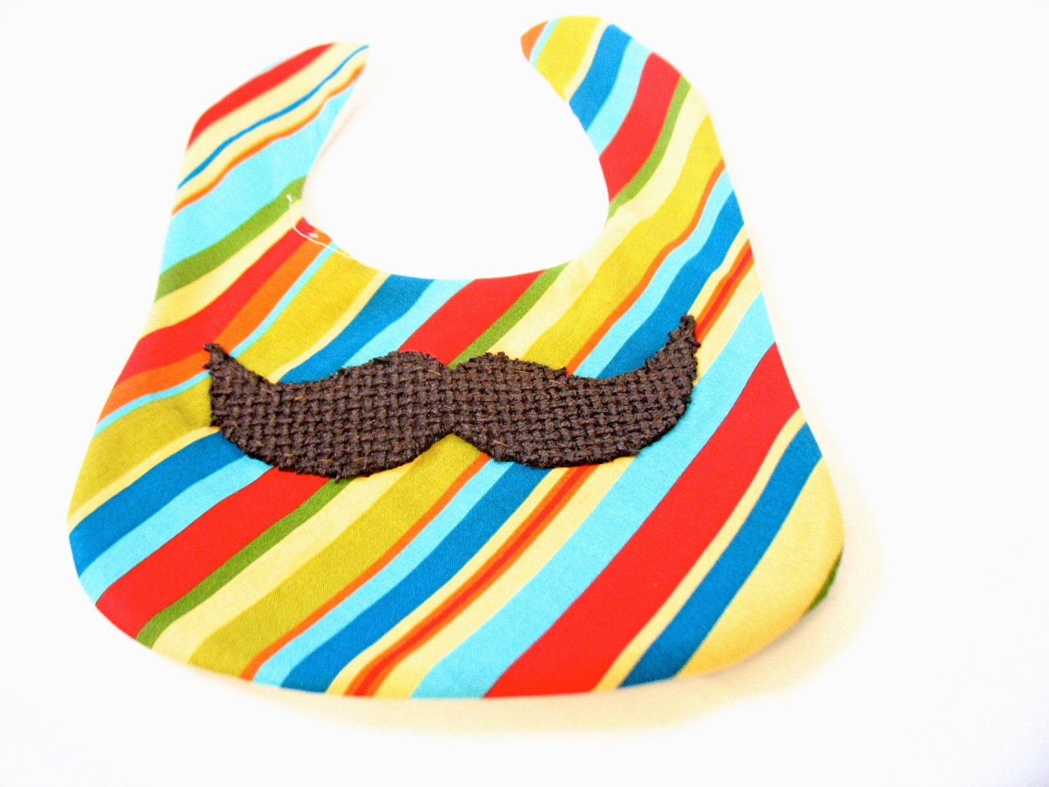 Mustache Baby Bib in Stripes