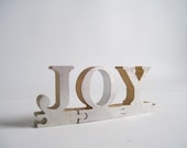 vintage joy puzzle piece metal letters word home decor sign foodie message text type font silver retro home decor