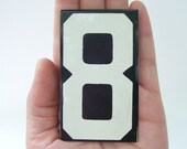 vintage metal sign number 8 eight enameled black and white typography urban type font retro home decor style trends