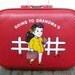 Going to Grandma's House . Hard Shell Suitcase . Childrens Lttle Girl . Cherry Red