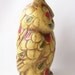 vintage owl bank figurine big eye owl figure retro home decor bohemian boho rose red roses yellow feathers