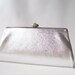 vintage clutch metallic silver lame purse evening bag formal dress rhinestone latch mid century modern retro fashion holiday event