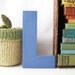 blue letter L vintage marquee sign upcycled painted business signage industrial modern wall hanging home decor initial personalized