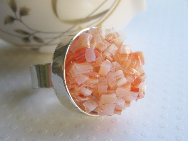 Rose Druzy Ring Stained Glass