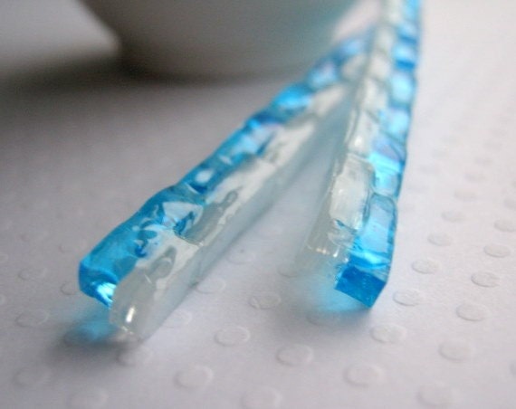 Long Earrings - Blue Chopsticks