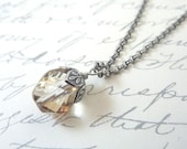 Simple Pendant, Necklace, Oxidized Silver Chain, Minimalist Necklace, Wedding Jewelry, Bridal Necklace