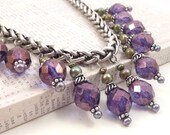 Purple Statement Necklace, Bib Necklace, Silver Rope Chain, Lavender Lilac Violet, Glass Drops, Pearls, Handmade by RockStoneTreasures - RockStoneTreasures Purple Statement Necklace, Bib Necklace, Silver Rope Chain, Lavender Lilac Violet, Glass Drops, Pearls, Handmade by RockStoneTreasures - RockStoneTreasures