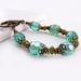 Chunky Turquoise Bracelet, Czech Fire Polished Glass, Retro Victorian Style, Beaded Bracelet, Boho Jewelry