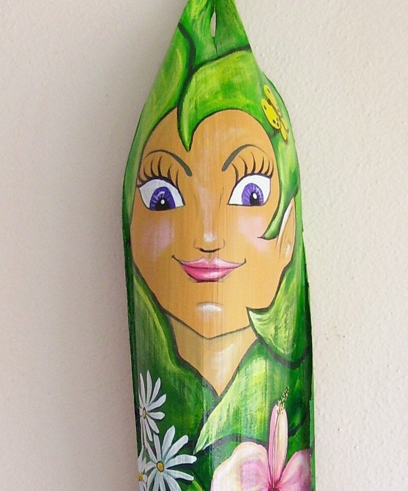 Pixie Mask on Royal Palm Seed Pod Hand Painted