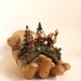 Trio of Woodland Mushroom Fairy Houses Upon a Star - Tiny Gold Capped Houses and Pine Trees by Bewilder and Pine