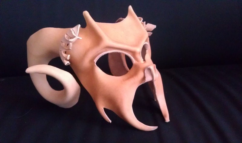 MADE TO ORDER- Leather Demon, Pan or Bacchus mask by Parkers and Quinn.Wearible Art, Display, Labyrinth Mardi Gras day of the dead