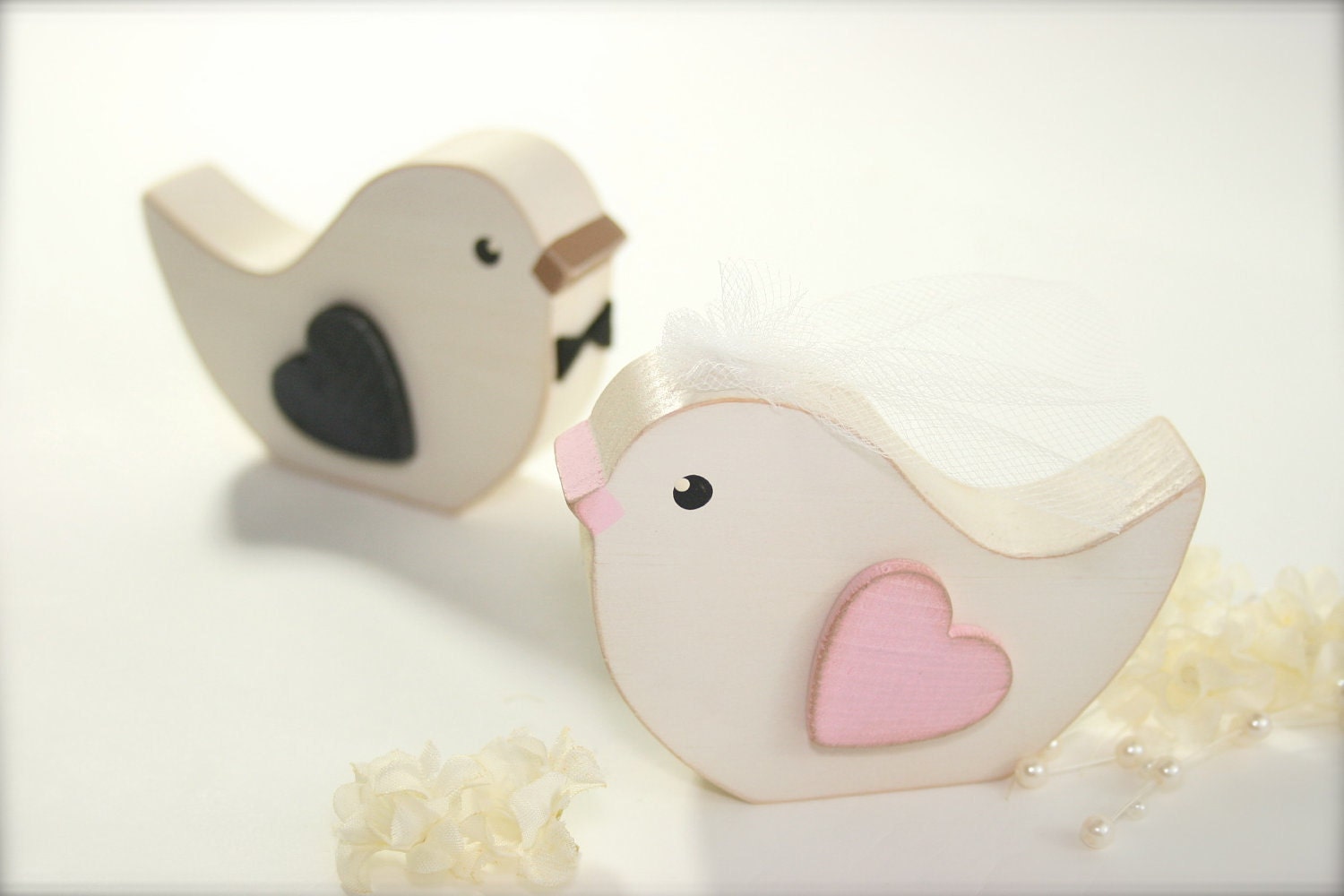 Wedding Cake Topper Love Bird Pair Primitive Country