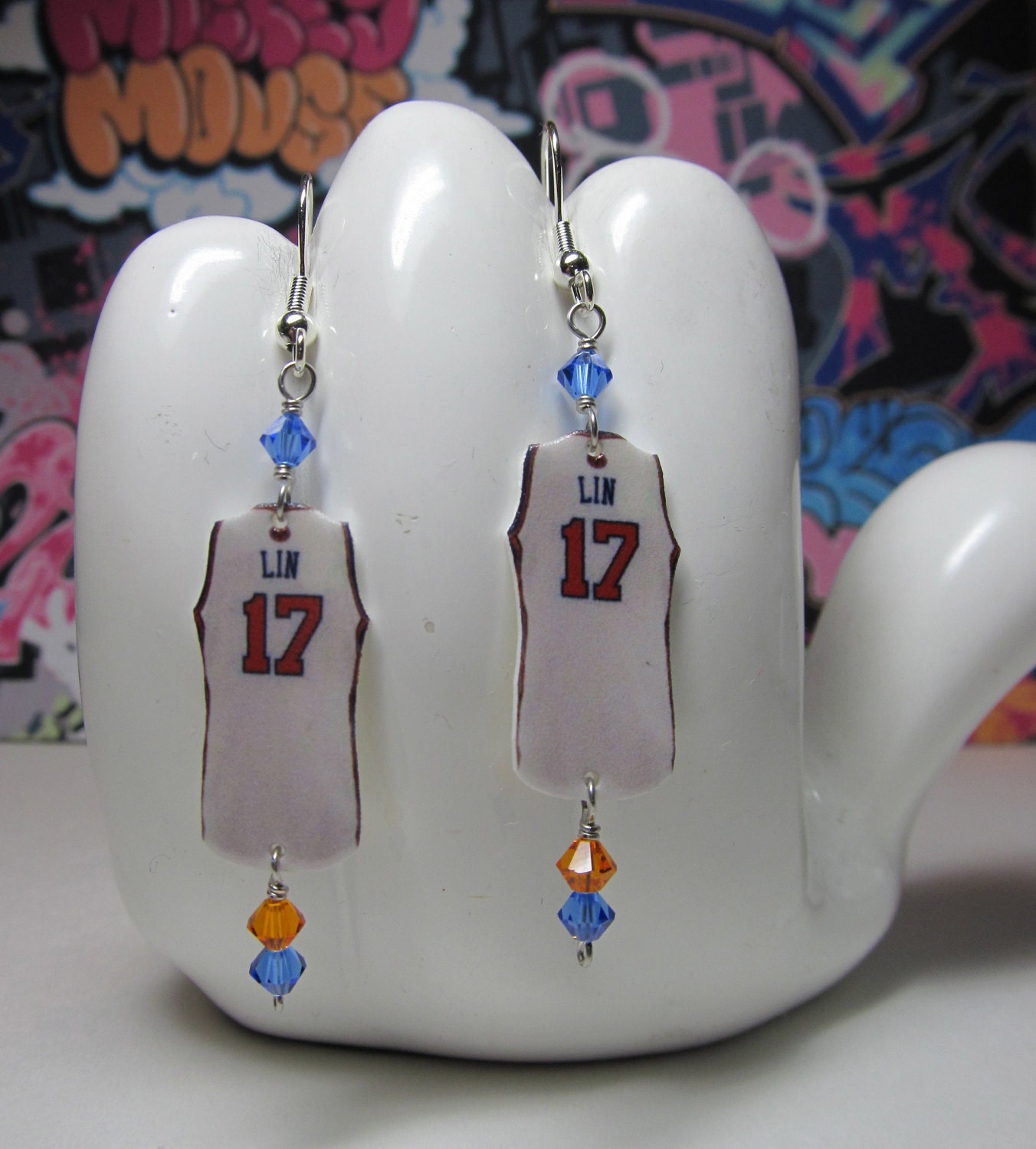 New York Knicks Guard Jeremy Lin Jersey Dangle Earrings