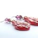 Ruby Red Earrings, Polymer Clay Flower Earrings, Purple Swarovski Crystal Earrings, Big Earrings, Unique Earrings, Polymer Clay Jewelry