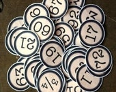 EcoFriendly Stickers: Typewriter number stickers, vintage inspired stickers, ecofriendly envelope seals, 1.5" circles - Set of 50