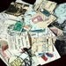 Eco-Friendly Stickers:  European Vintage Postcard Stickers, Travel stickers, postcard envelope seals, 1.5" squares - Set of 50