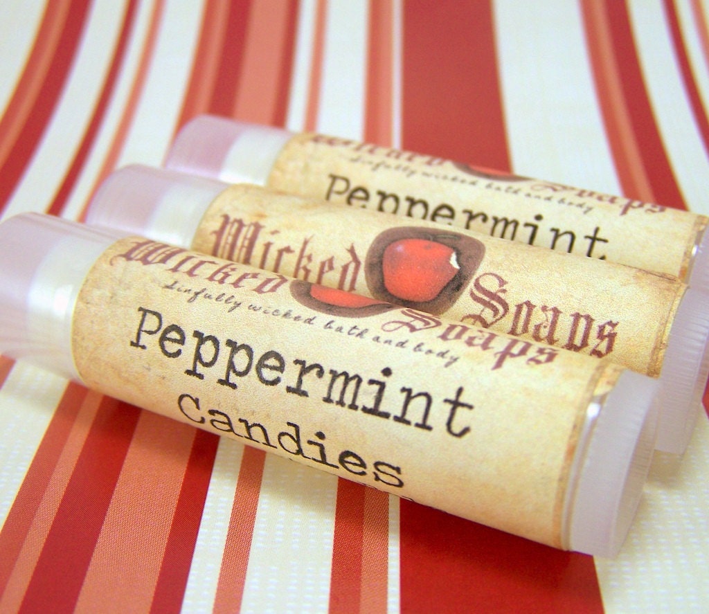 Lip Balm - Peppermint Candies Cocoa Butter and Beeswax Lip Balm
