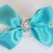 Tiffany Blue Wedding Garter with Bow and Rhinestone Finding