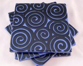 Blue with Black Swirls Coasters - Set of Four