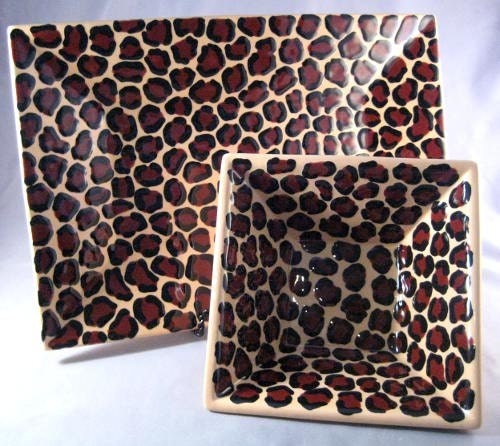 Cheetah Print Rectangle Platter/Bowl SET