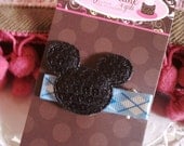 Best Seller...Black Sequined Mickey on Blue Argyle No-Slip Clip...Perfect for your upcoming Disney Vacation