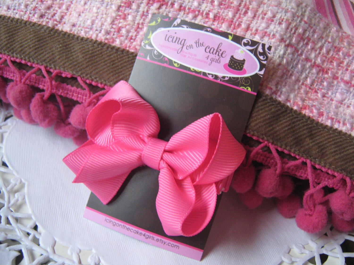 Hot Pink Petite Hair Bow on No-Slip Alligator Clip...Ready to Ship