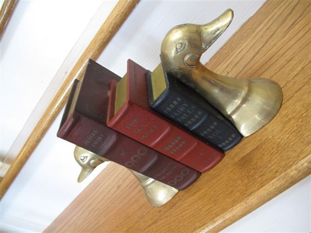 Vintage Brass Duck Bookends