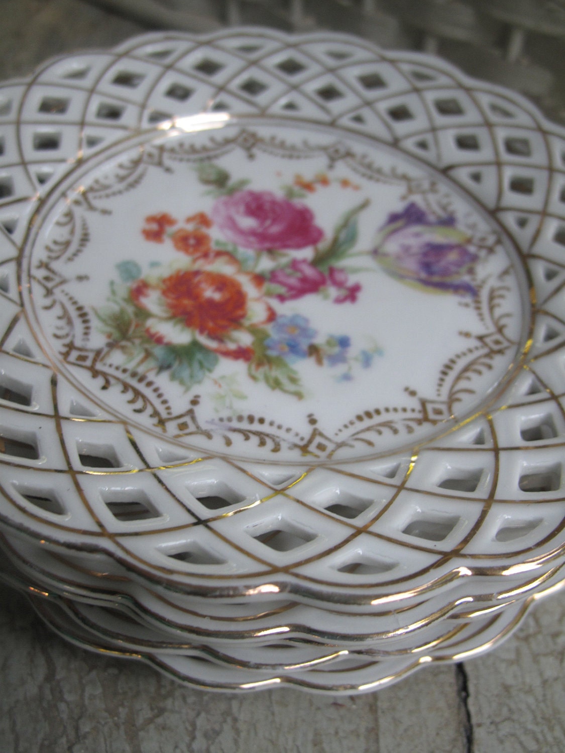 Set of Five Dresden Saucers