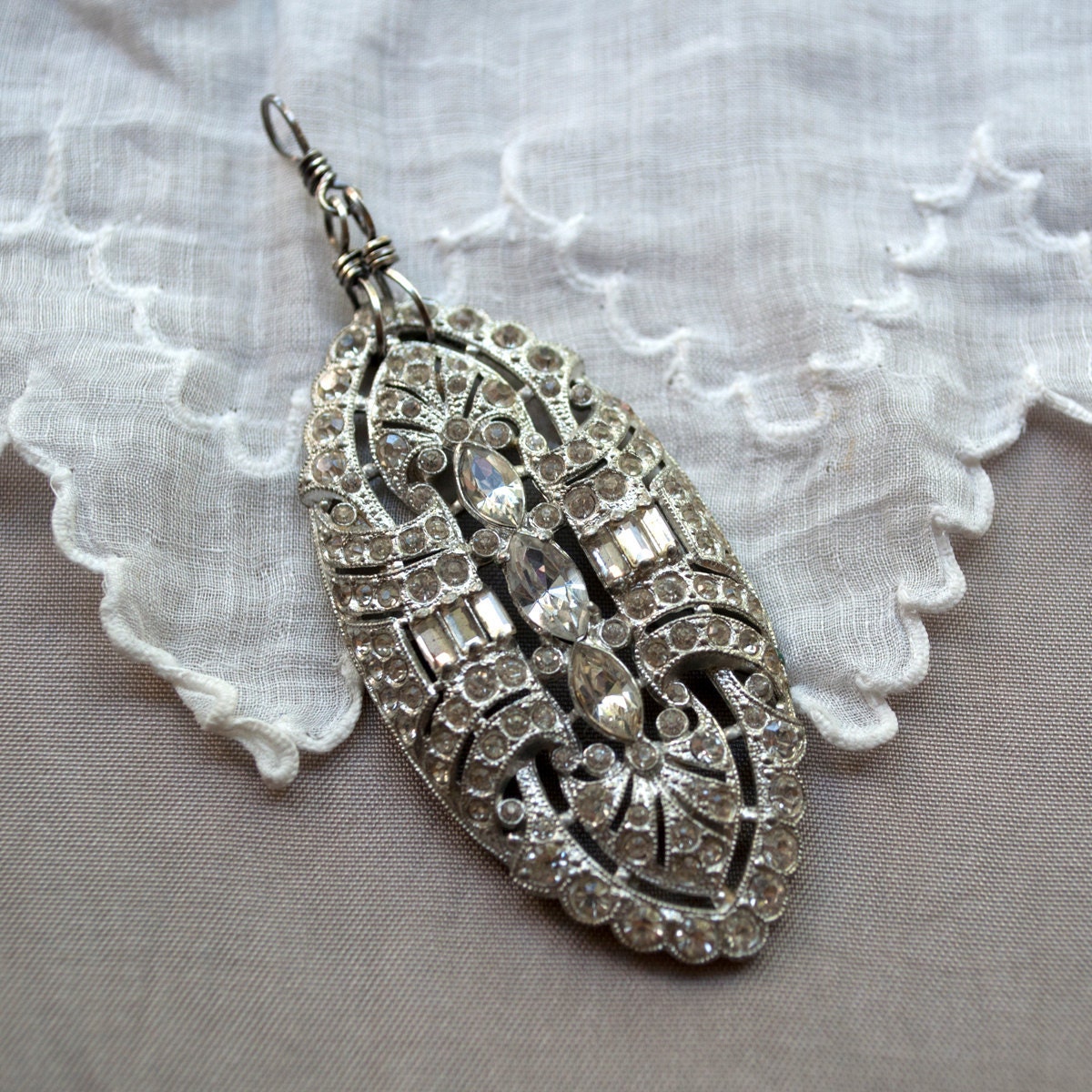 Antique Upcycled Pot Metal and Paste Pendant